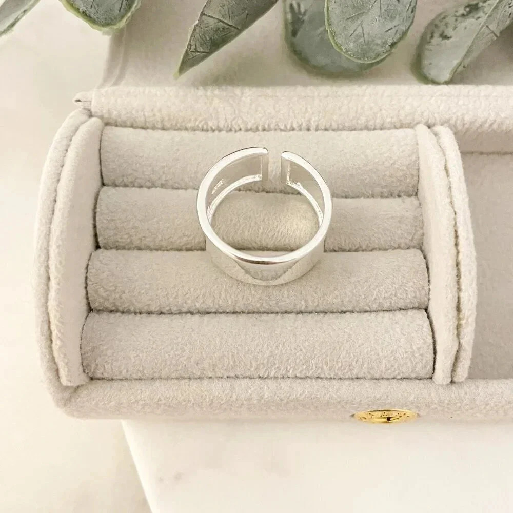 925 Sterling Silver Wide Ring Band Chunky Ring Band Minimalist Ring Stackable - Picture 5 of 7
